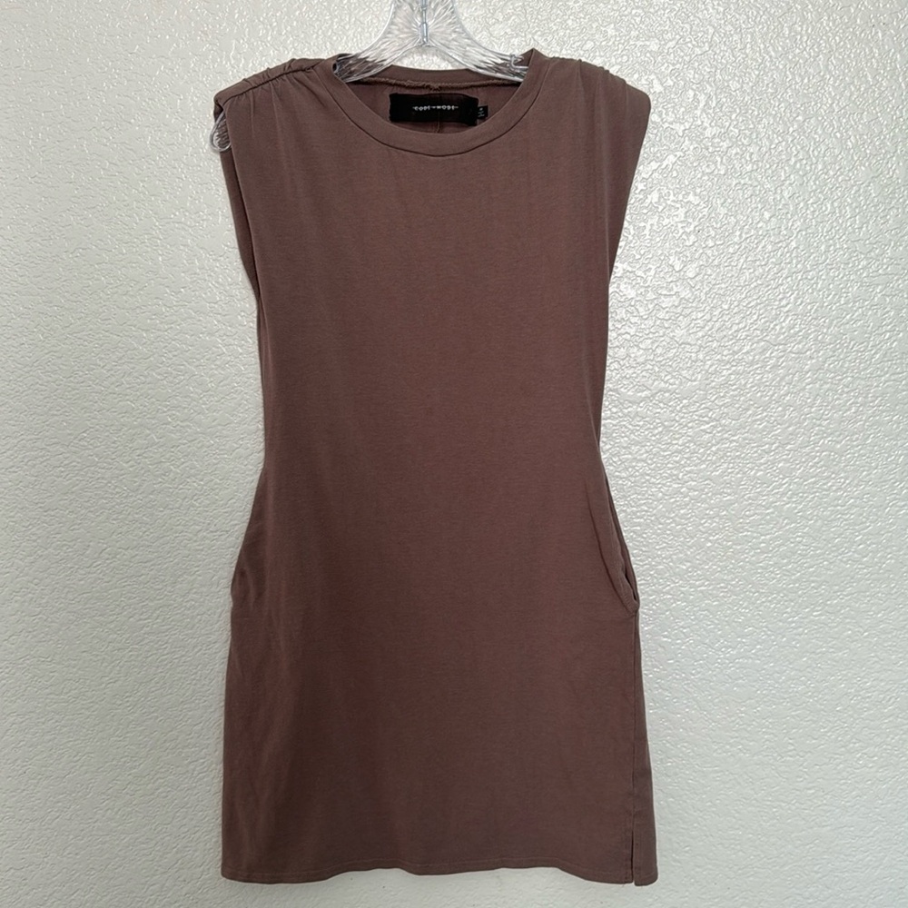 Code x Mode Tan Shoulder-Pad Dress Size XS